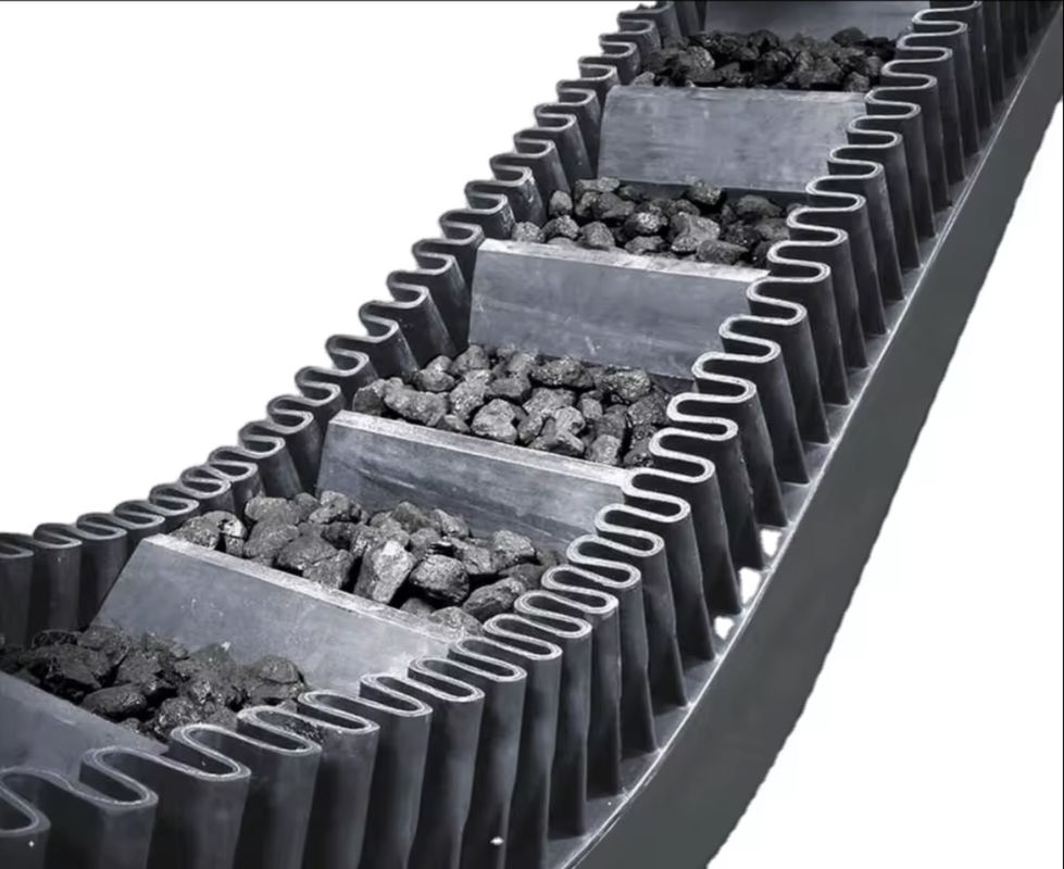 Corrugated Sidewalls High Angle Conveyor System Steep Angle Conveyor Belt